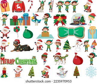 Weihnachtsfiguren und -elemente - Set-Illustration