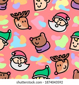 CHRISTMAS CHARAKTER HEAD ABSTRACT SEAMLESS PATTERN 