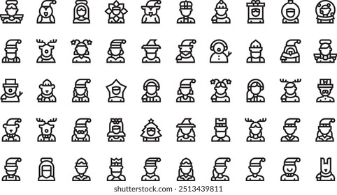 Christmas characters icons High-Quality Vector Icons Collection with Editable Stroke. Ideal for Professional and Creative Projects.