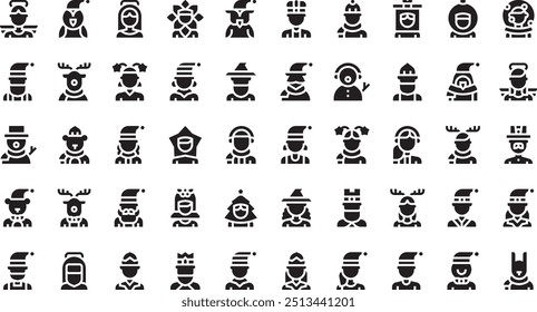 Christmas characters icons High-Quality Vector Icons Collection with Editable Stroke. Ideal for Professional and Creative Projects.