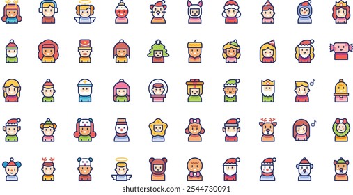 Christmas characters icons High-Quality Vector Icons Collection with Editable Stroke. Ideal for Professional and Creative Projects.