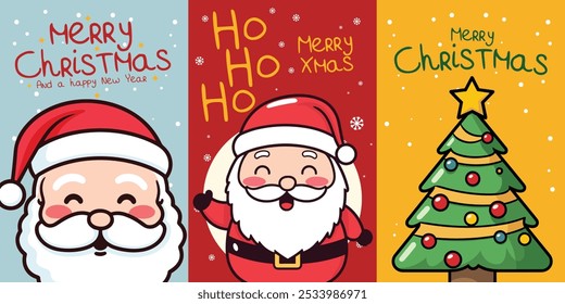 Christmas Characters for Kids - Cute and Funny Set for Banner or Card with Lettering
