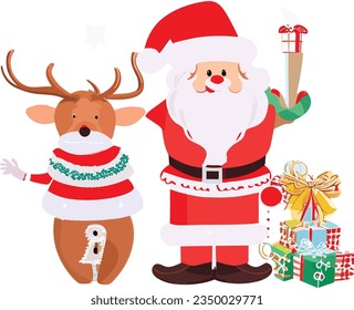 Christmas characters like santa claus reindeer and snow.eps