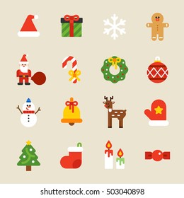Christmas characters and object ornament vector illustration flat design