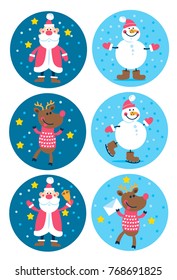 Christmas Characters - Santa Claus, Reindeer, Snowman.