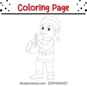 Christmas characters Santa clothes coloring page. Happy Christmas coloring book for kids.