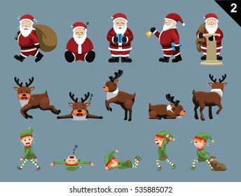 Christmas Characters Santa Deer Elf Various Poses Set 2