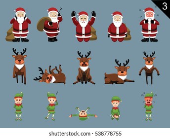 Christmas Characters Santa Deer Elf Various Poses Set 3