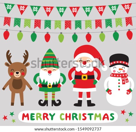 Christmas characters (Santa, deer, elf, snowman) 