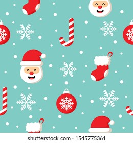 christmas characters seamless pattern on blue background. vector Illustration.