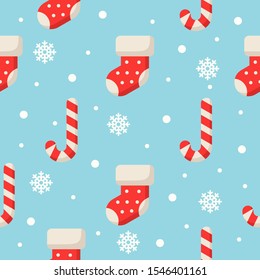 christmas characters seamless pattern on blue background. vector Illustration.