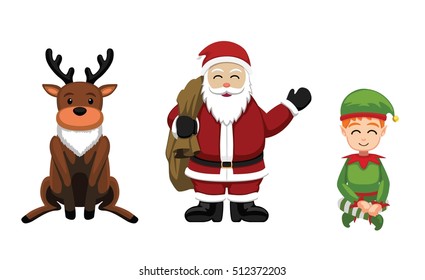 Christmas Characters Set Cartoon Vector Illustration 2
