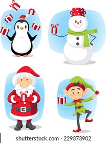 Christmas Characters Set Vector Cartoon - Winter graphics cartoon characters collection File type: vector EPS AI8 compatible. No transparencies, only compatible gradients. 