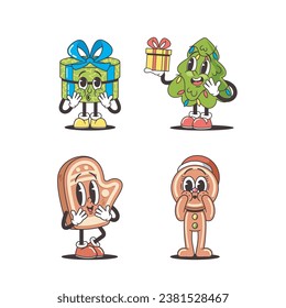 Christmas Characters. Tree, A Snazzy, Tinsel-draped Diva With Twinkling Lights. Gift Box, A Cool, Wrapped-up Surprise