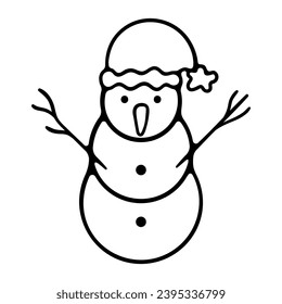 Diseño vectorial de caracteres navideños. Caracter de navidad de muñecas de nieve con pose y expresiones agradables y amigables para la colección de navidad. Ilustración del vector