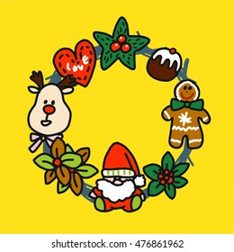 Christmas characters Vector Icon yellow background