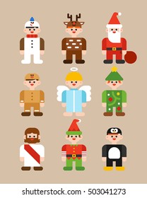 Christmas characters vector illustration flat design