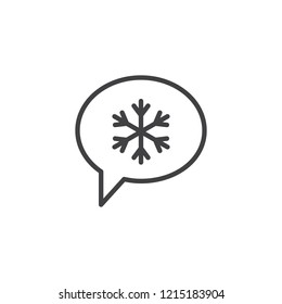 Christmas Chat Message outline icon. linear style sign for mobile concept and web design. Speech bubble with xmas snowflake simple line vector icon. Symbol, logo illustration. Pixel perfect vector