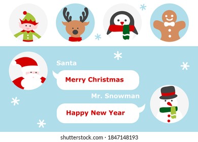 Christmas chatting design element with Christmas characters