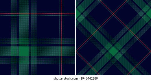 Christmas Check Pattern Ombre In Navy Blue, Red, Green, Yellow. Seamless Dark Tartan Plaid Texture For Flannel Shirt, Blanket, Duvet Cover, Scarf, Skirt, Other Trendy Winter Fashion Textile Print.