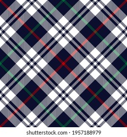 Christmas check plaid pattern in red, green, white, navy blue. Dark multicolored seamless tartan graphic vector for flannel shirt, blanket, duvet cover, throw, other modern fashion fabric design.