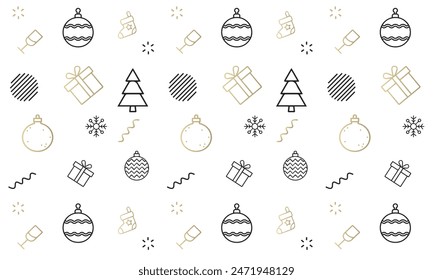 Christmas checkered pattern. Geometric elements, minimal holiday icons, ornamental square tiles, simple shapes forms. Vector background