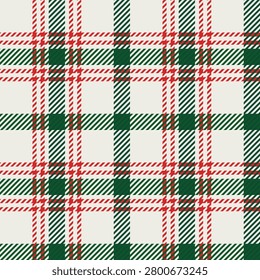 Christmas Checkered Seamless Vector Print in Festive Red and Green, Classic Geometric Plaid background for Holiday textiles, wrapping paper, and tablecloths