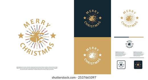 Christmas cheer bell logo, celebration, vector graphic design.