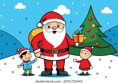 Christmas Cheer in the Woods – Santa and Kids in Wintery Wonderland
