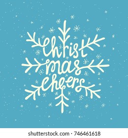 Christmas Cheers Lettering. Hand drawn design. Vector illustration.