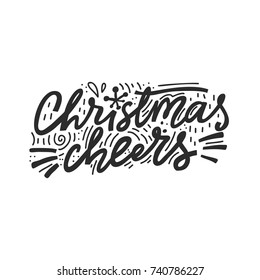 Christmas Cheers Lettering made in unique style. Handdrawn design for any use.