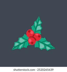 Christmas Cherry in flat vector design.