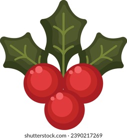 Cereza de Navidad y hoja verde con fondo blanco