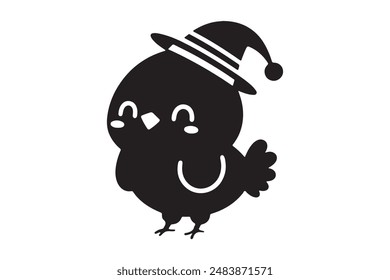 Christmas Chicken silhouette vector illustration with white background.