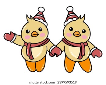 Christmas with Chicks and Christmas Hat