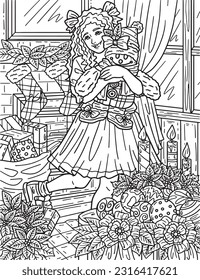 Christmas Child with Snowman Toy Adults Coloring 