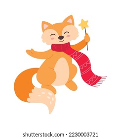 Christmas childish animal flat icon Funny squirrel