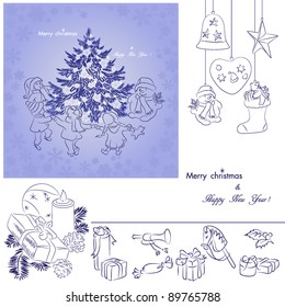 Christmas children hand drawn