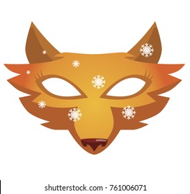 Christmas children's Fox mask vector illustration