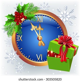 Christmas chimes and gift box with bow
