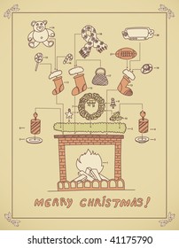 Christmas chimney arrangement - instruction-vector