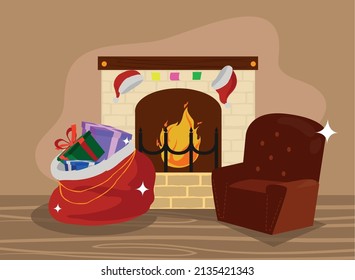 christmas chimney card with gifts