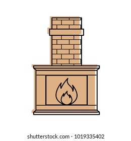christmas chimney isolated icon