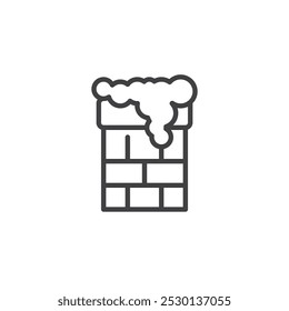 Christmas Chimney line icon. linear style sign for mobile concept and web design. A chimney with snow outline vector icon. Symbol, logo illustration. Vector graphics