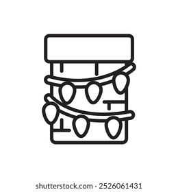 Christmas Chimney Outline Icon Vector Illustration