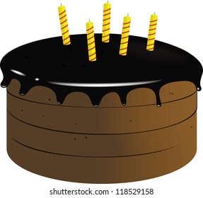Christmas chocolate cake. Vector. Isolated