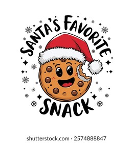 Christmas chocolate cookie on hat cartoon character vector art, t shirt design.