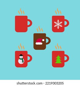 christmas chocolate or tea mug or cup design illustration isolated on background