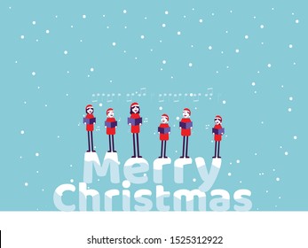 Christmas Chorus. Concept Xmas Celebration Vector, Flat Cartoon Character Design