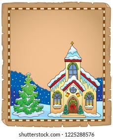 Christmas church building parchment 2 - eps10 vector illustration.